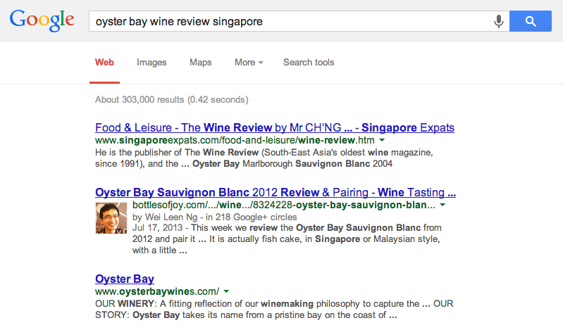 Oyster Bay Wine Review Singapore SERP